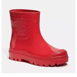 NWOT Coach Women’s Millie Rain Boots In Candy Red
